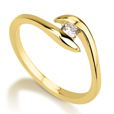 טבעת זהב משובצת יהלום 10 נקודות
