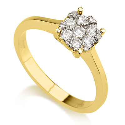 טבעת זהב לבן עגולה משובצת יהלומים