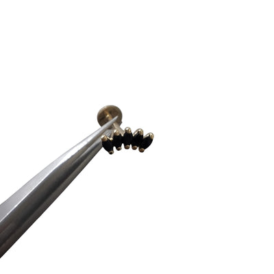 הליקס/טרגוס/לברט מניפה שחורה מזהב