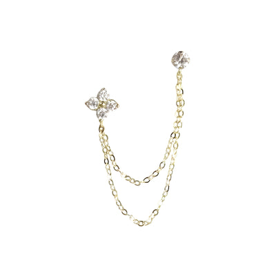 עגיל שרשרת כפול מזהב