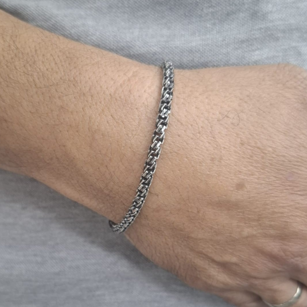 צמיד חוליות כסף מושחר לגבר