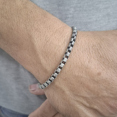 צמיד כסף מושחר לגבר