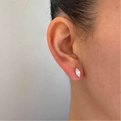 עגילי זהב 14 קרט עם 1 קראט יהלומי מעבדה מרקיזה