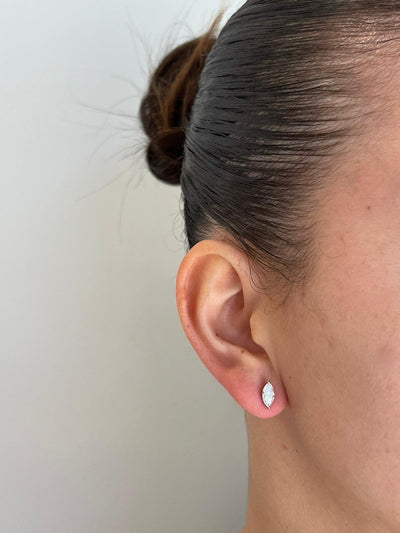 עגילי זהב 14 קרט עם 1 קראט יהלומי מעבדה מרקיזה