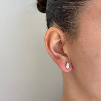 עגילי זהב 14 קרט עם 1 קראט יהלומי מעבדה מרקיזה