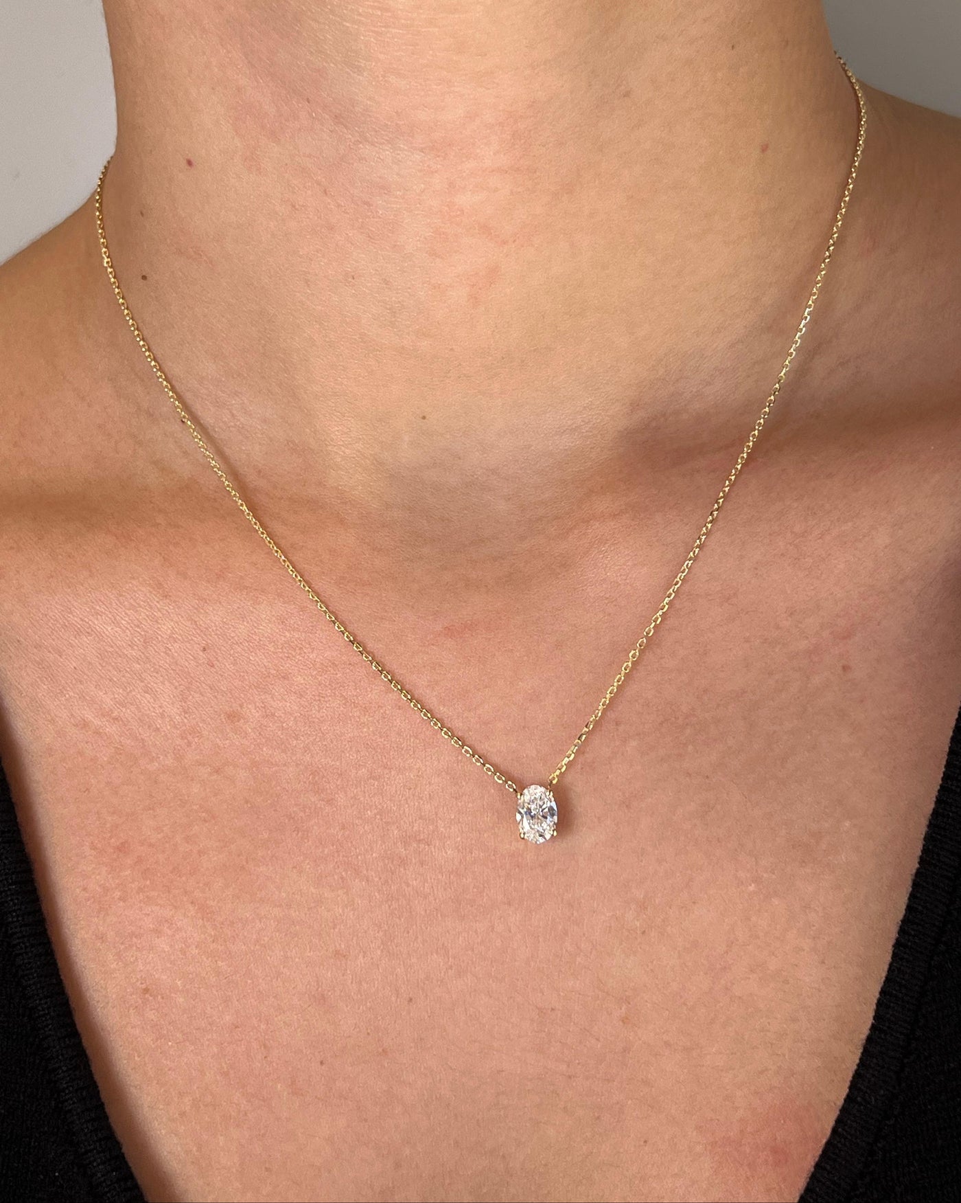 שרשרת זהב משובצת יהלום מעבדה 1 קראט אובל