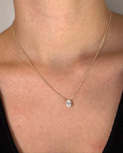 שרשרת זהב משובצת יהלום מעבדה 1 קראט אובל