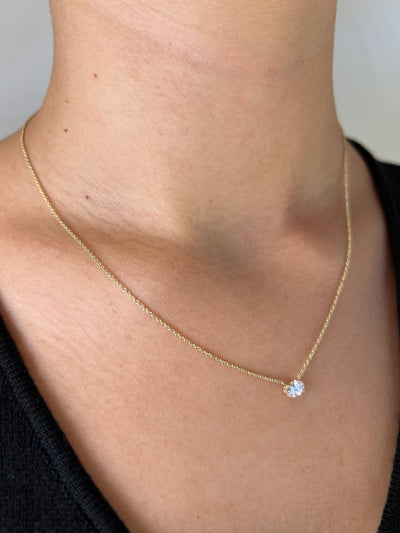 שרשרת זהב משובצת יהלום מעבדה 0.5 קראט אובל אופקי