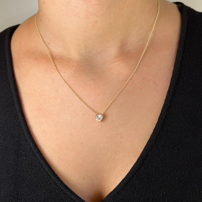 שרשרת זהב משובצת יהלום מעבדה 0.5 קראט בצורת לב