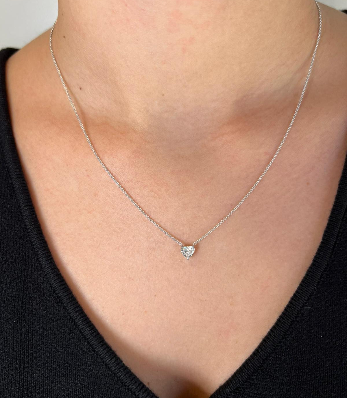 שרשרת זהב משובצת יהלום מעבדה 0.5 קראט בצורת לב