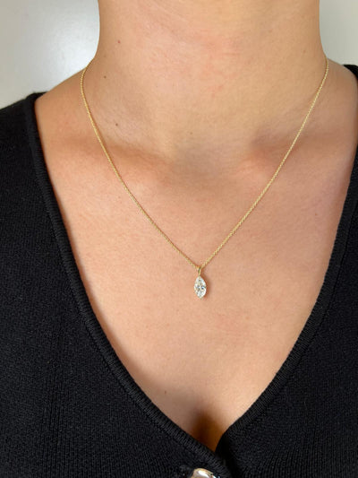 שרשרת זהב משובצת יהלום מעבדה מרקיזה 1 קראט