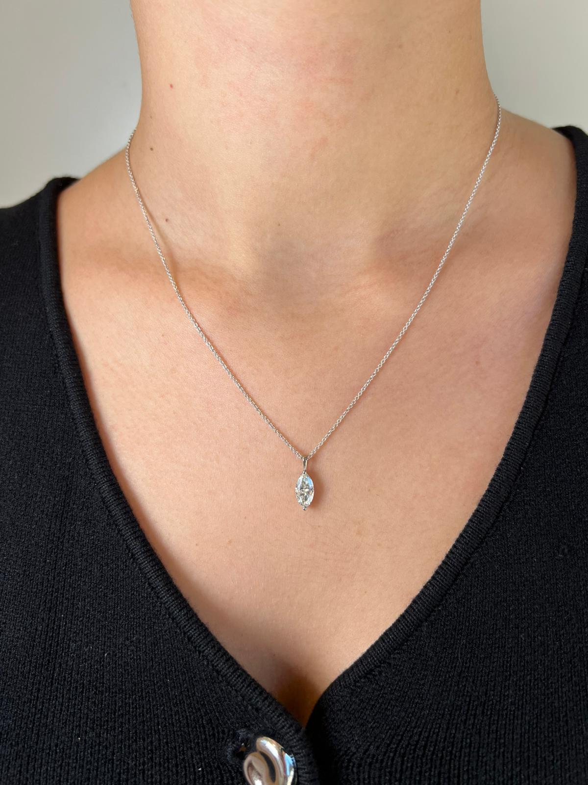 שרשרת זהב משובצת יהלום מעבדה מרקיזה 1 קראט