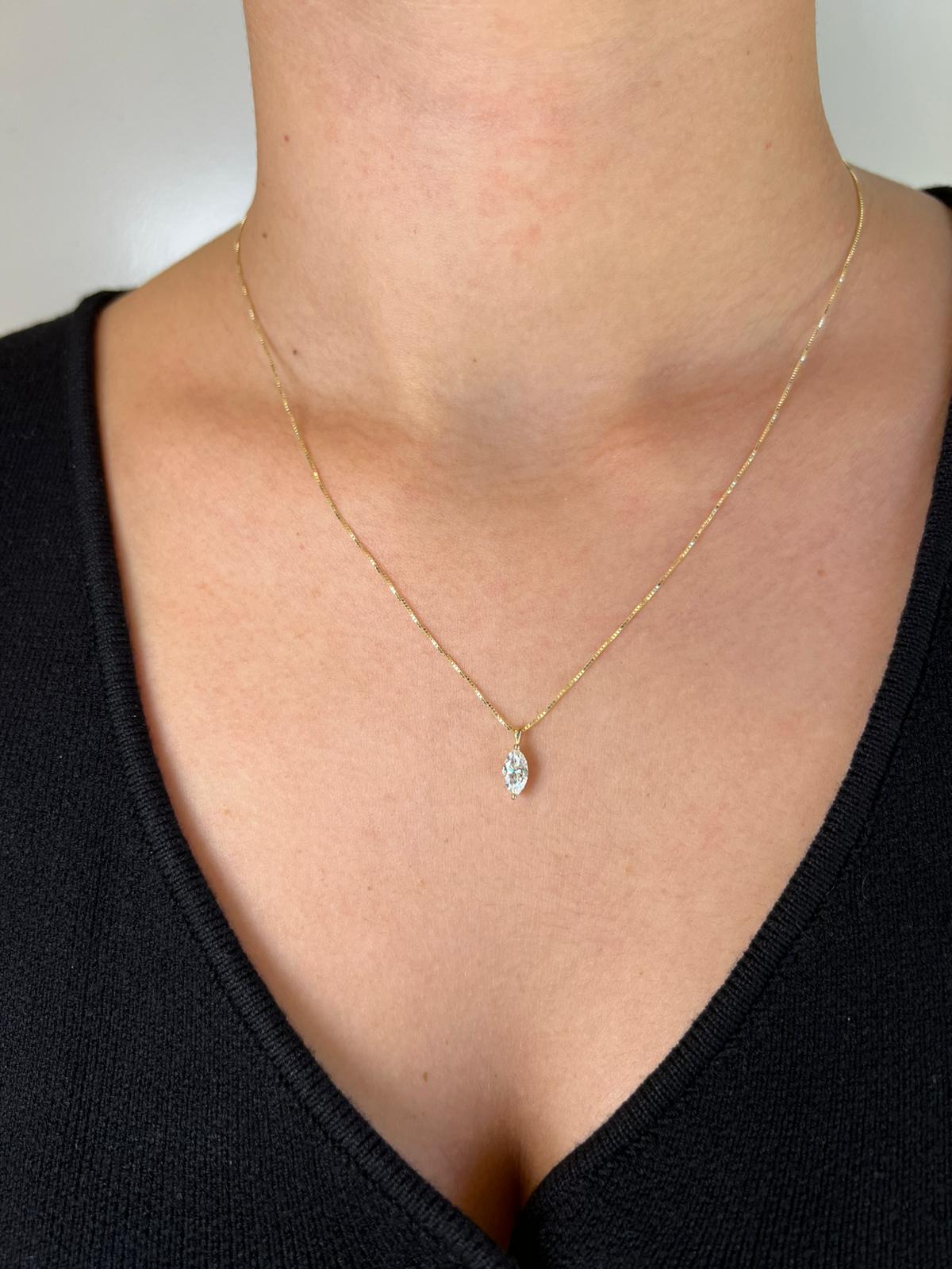 שרשרת זהב משובצת יהלום מעבדה מרקיזה 0.5 קראט