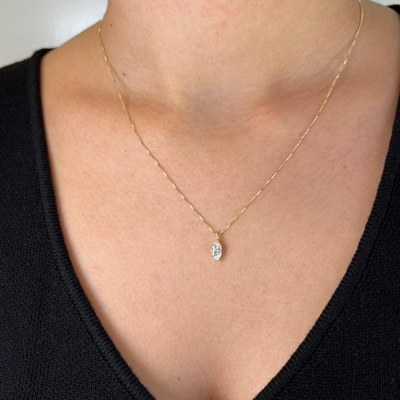 שרשרת זהב משובצת יהלום מעבדה מרקיזה 0.5 קראט