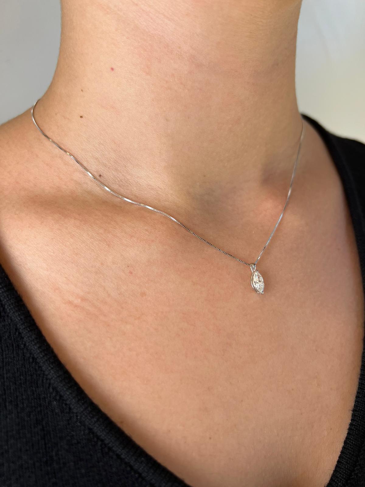 שרשרת זהב משובצת יהלום מעבדה מרקיזה 0.5 קראט