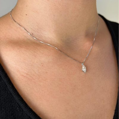 שרשרת זהב משובצת יהלום מעבדה מרקיזה 0.5 קראט