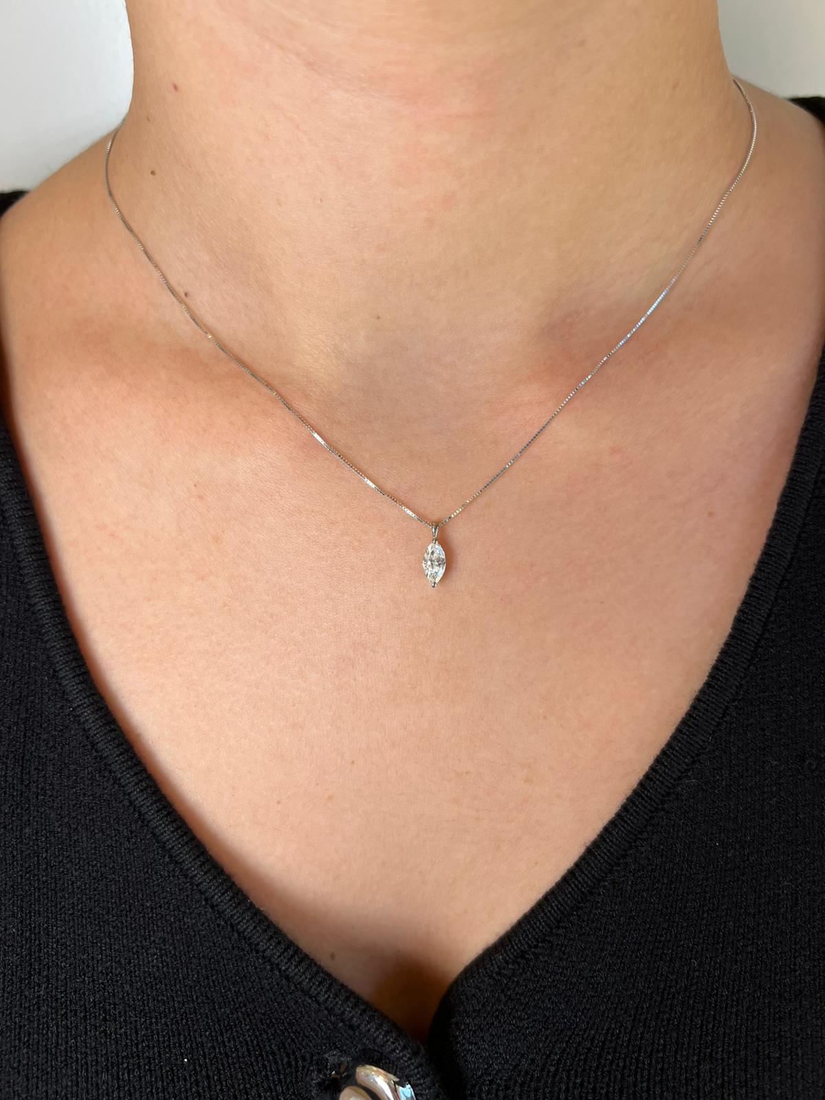 שרשרת זהב משובצת יהלום מעבדה מרקיזה 0.5 קראט