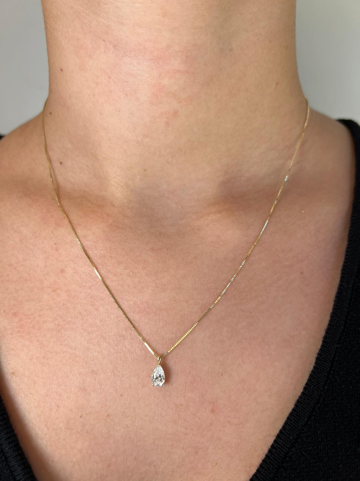 שרשרת זהב משובצת יהלום מעבדה טיפה 0.5 קראט