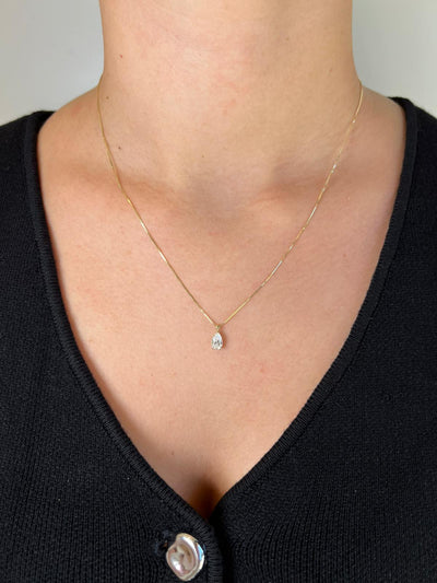 שרשרת זהב משובצת יהלום מעבדה טיפה 0.5 קראט