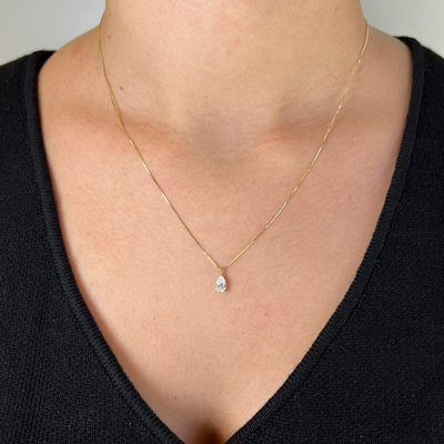 שרשרת זהב משובצת יהלום מעבדה טיפה 0.5 קראט