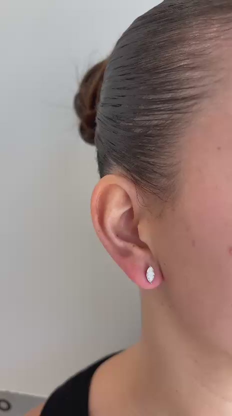 עגילי זהב 14 קרט עם 1 קראט יהלומי מעבדה מרקיזה