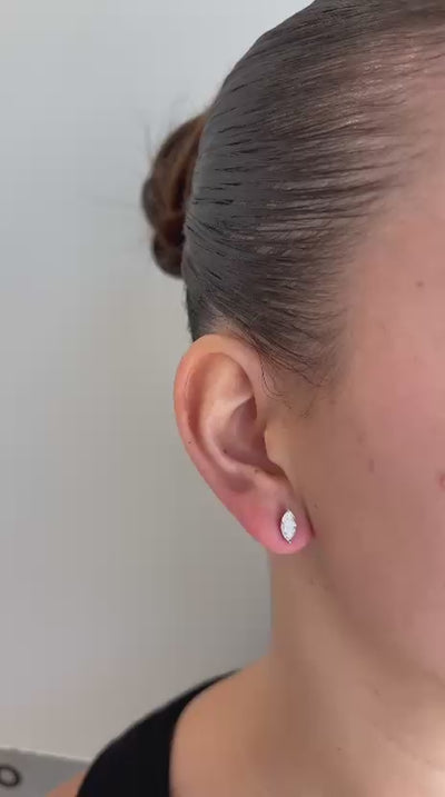 עגילי זהב 14 קרט עם 1 קראט יהלומי מעבדה מרקיזה