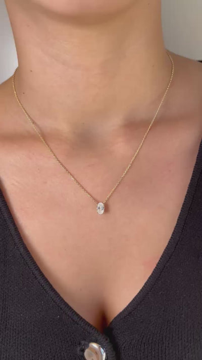 שרשרת זהב משובצת יהלום מעבדה 1 קראט אובל