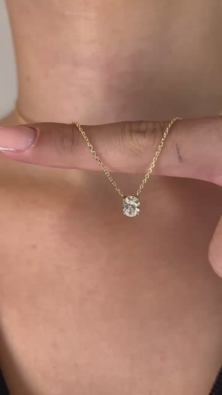 שרשרת זהב משובצת יהלום מעבדה 1 קראט אובל