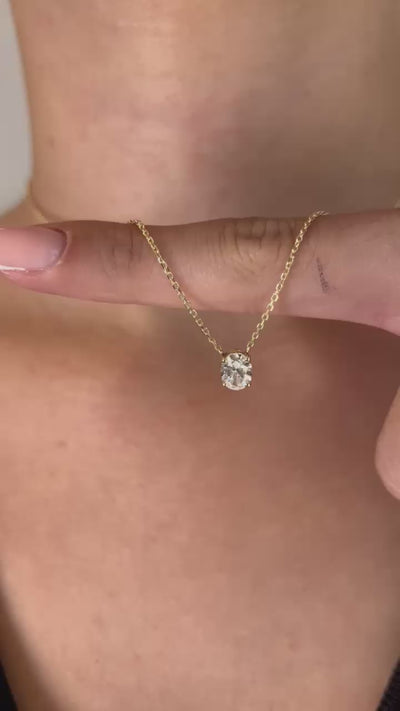 שרשרת זהב משובצת יהלום מעבדה 1 קראט אובל