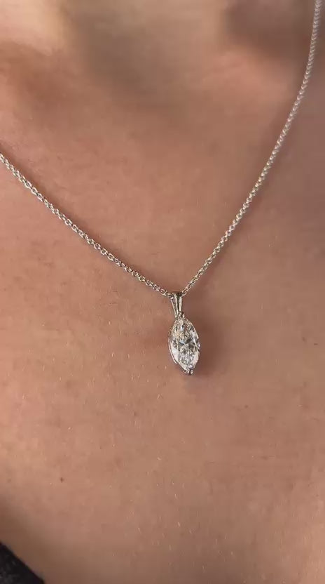 שרשרת זהב משובצת יהלום מעבדה מרקיזה 1 קראט