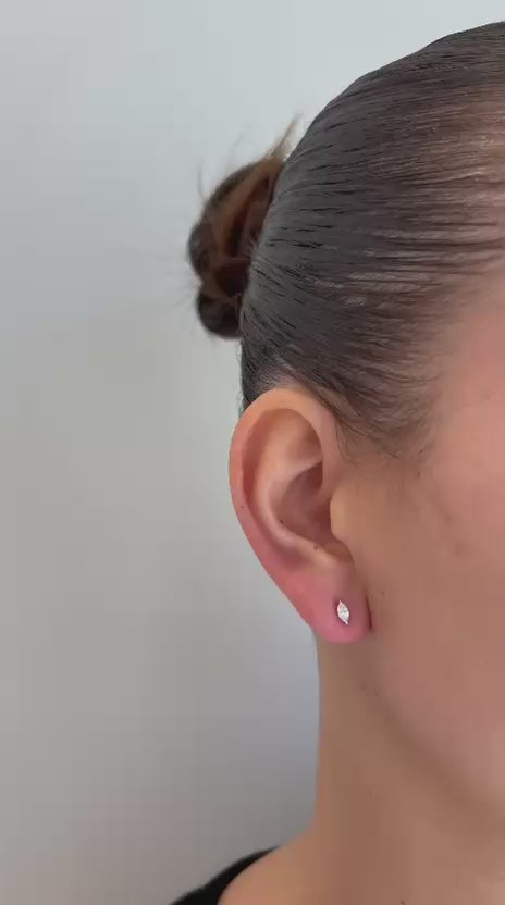 עגילי זהב 14 קרט עם רבע קראט יהלומי מעבדה מרקיזה