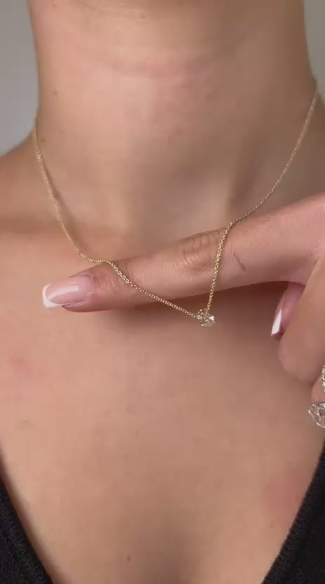 שרשרת זהב משובצת יהלום מעבדה 0.5 קראט אובל