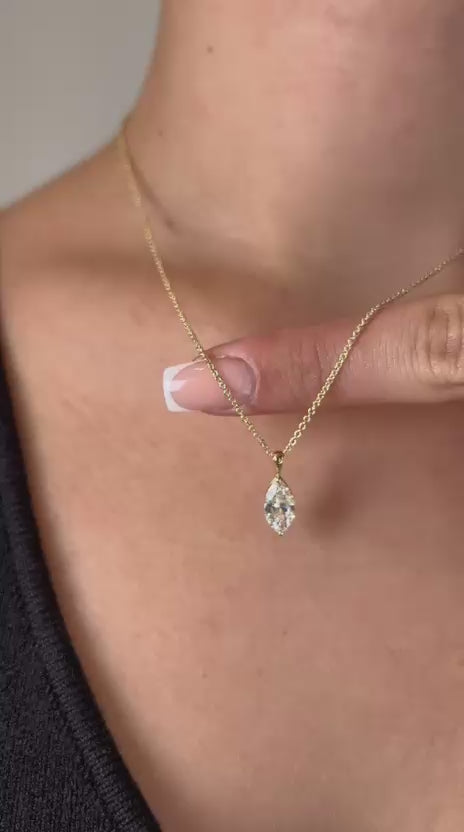 שרשרת זהב משובצת יהלום מעבדה מרקיזה 1 קראט