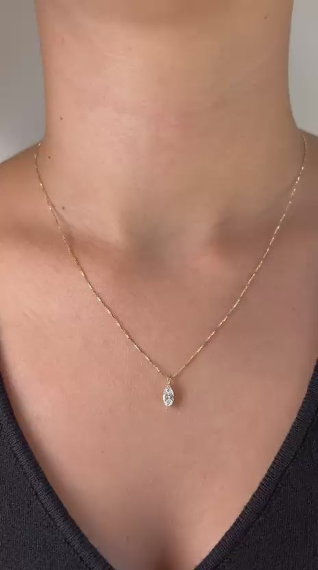 שרשרת זהב משובצת יהלום מעבדה מרקיזה 0.5 קראט