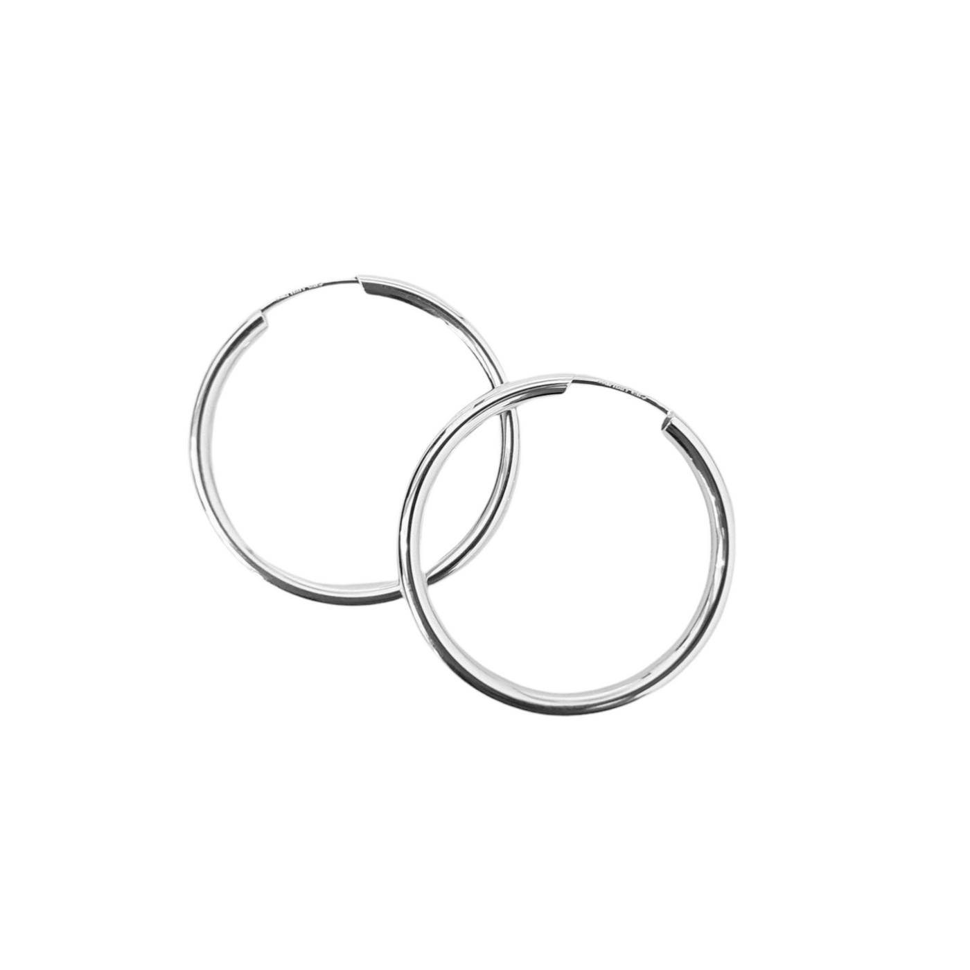 14K white gold hoops 