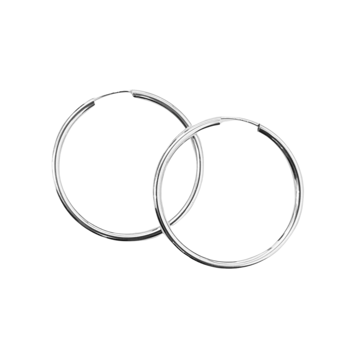 14K white gold hoops 