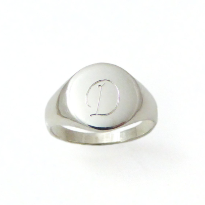 טבעת חותם לגבר או לאשה עם חריטת אות מכסף 925