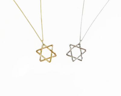 שרשרת זהב לבן עם תליון מגן דוד