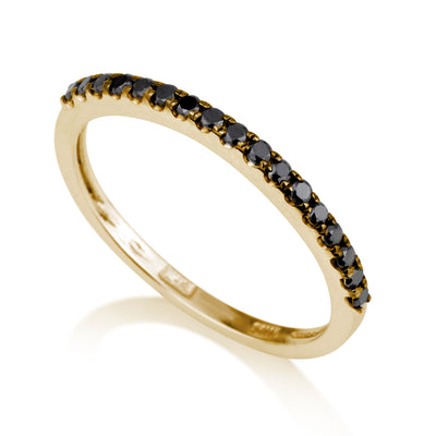 טבעת זהב לבן משובצת יהלומים שחורים 0.26 קראט