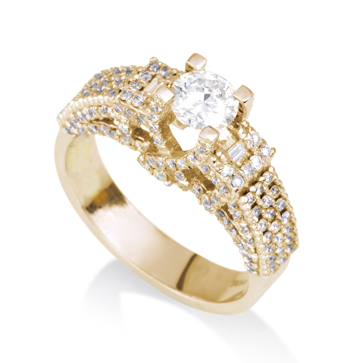 טבעת זהב צהוב משובצת מלא יהלומים 