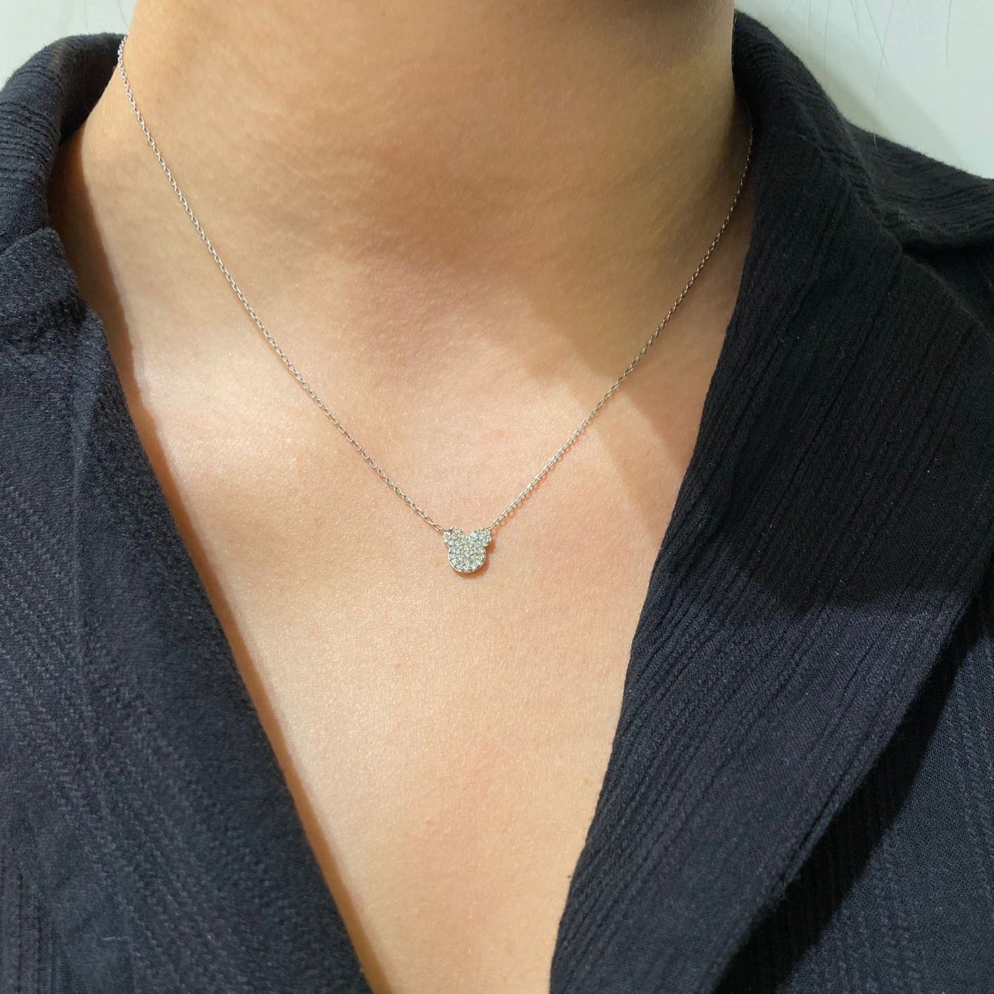 שרשרת כסף מיקי מאוס משובצת זרקונים