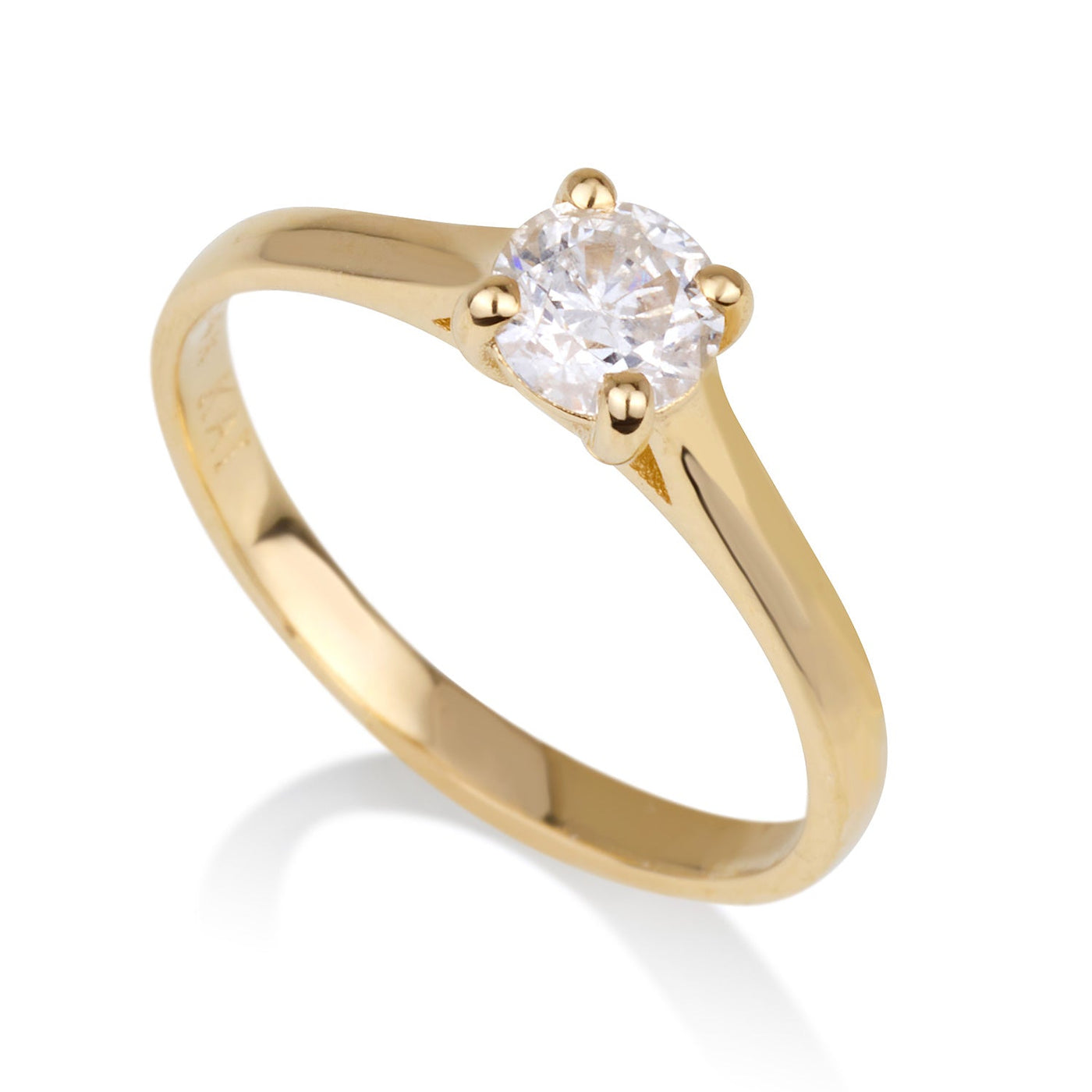 טבעת זהב צהוב משובצת יהלום חצי קראט