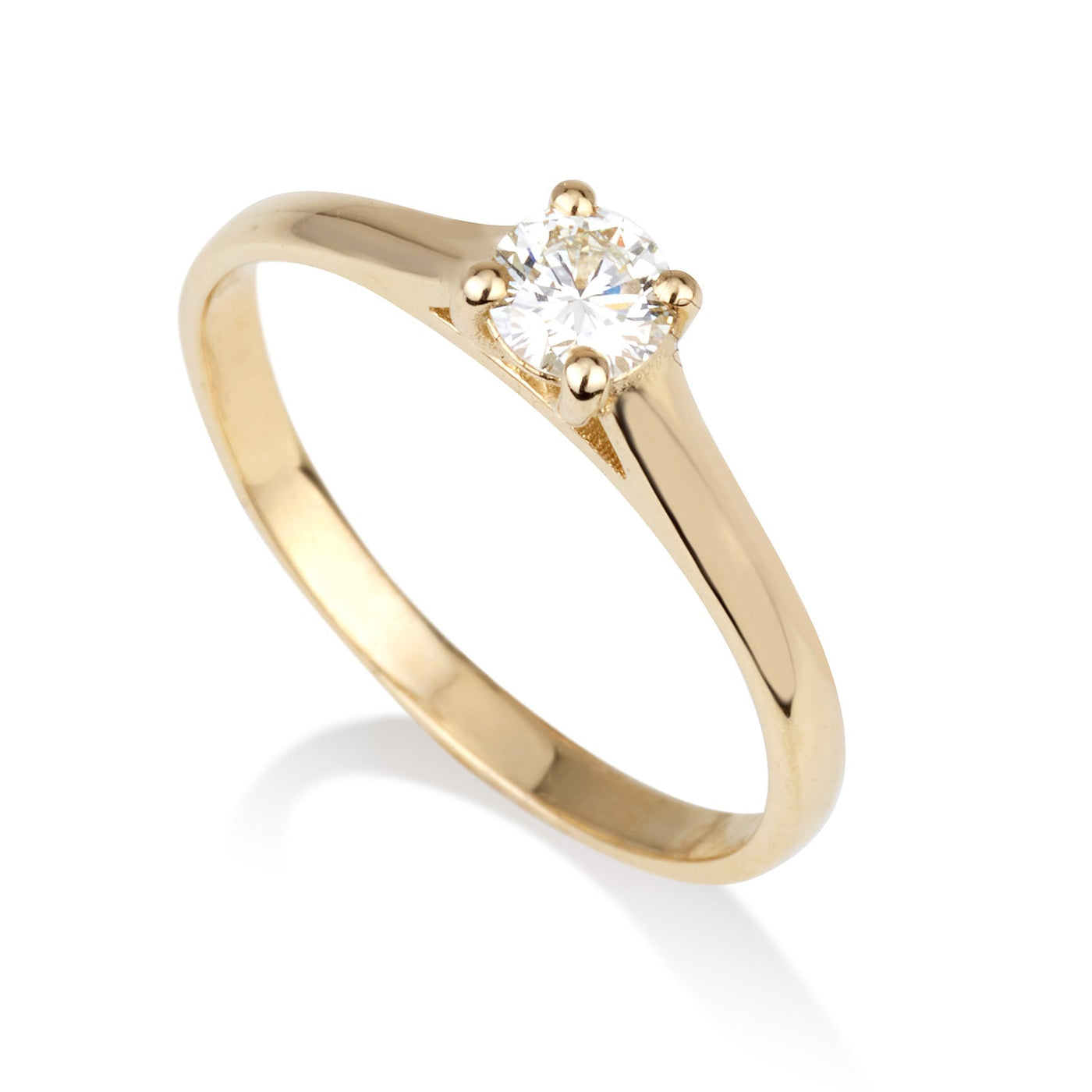 טבעת זהב צהוב עם יהלום רבע קראט