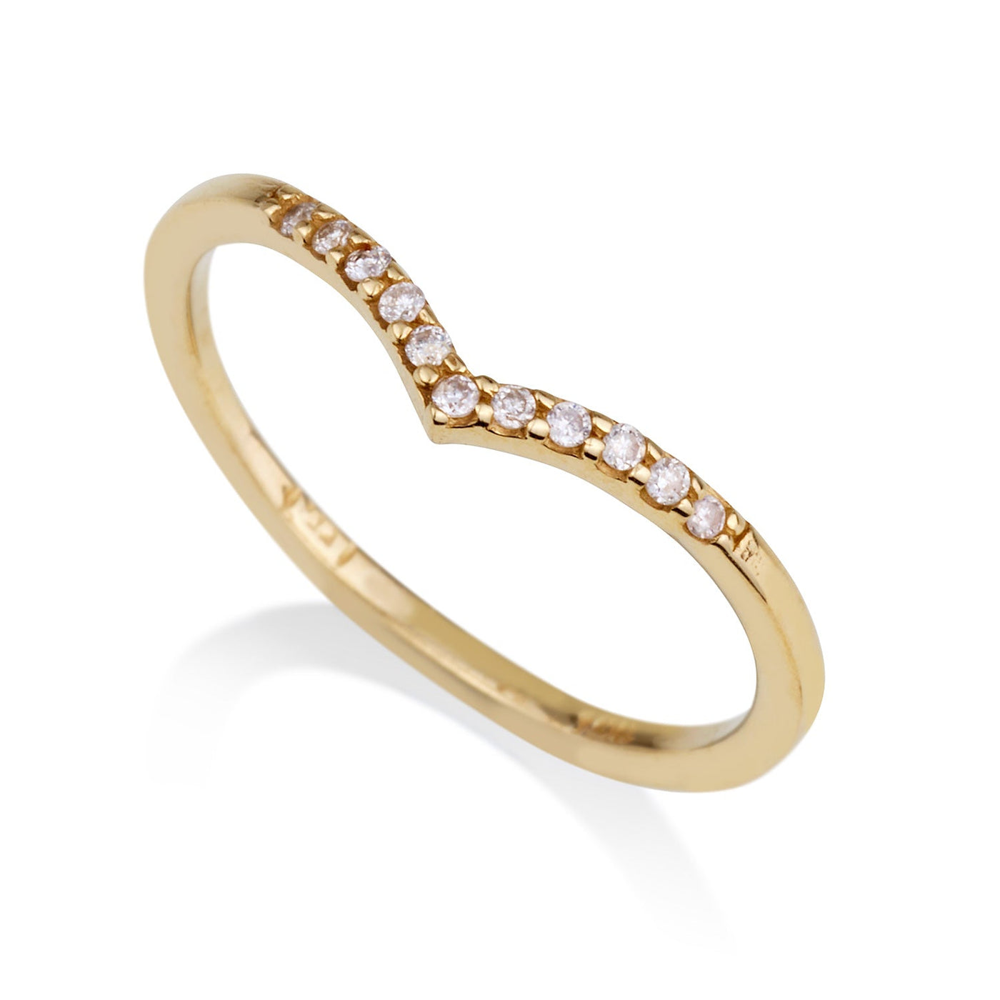 טבעת בצורת חץ משובצת 11 יהלומים