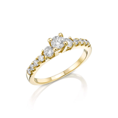 טבעת זהב צהוב משובצת יהלומים