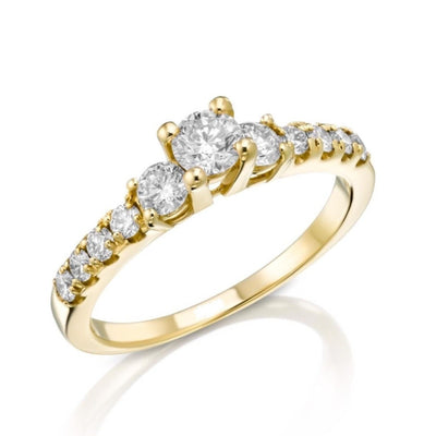 טבעת יהלומים בכמה גדלים זהב צהוב
