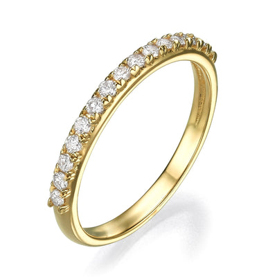 טבעת זהב לבן משובצת 15 יהלומים