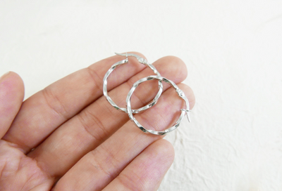14K white gold hoops 